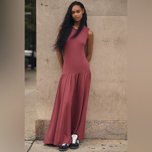 Anthropologie Daily Practice Sleeveless Drop Waist MIDI Dress-‎ Large